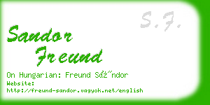 sandor freund business card